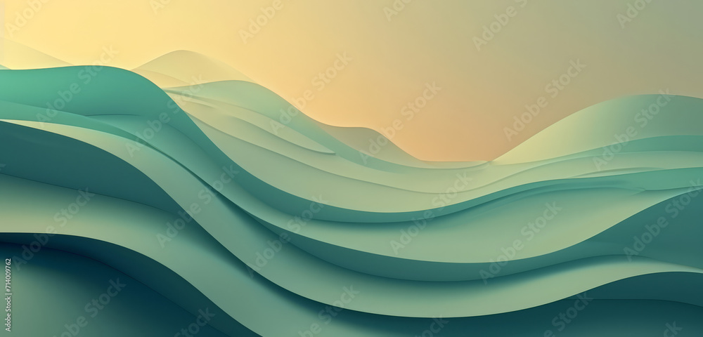 Wall mural Serene abstract mountain landscape with soft sunset hues.