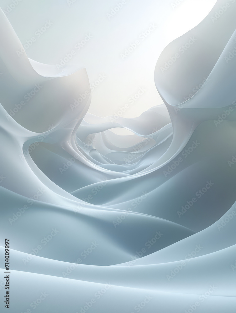 Canvas Prints Soft silver abstract waves with a tranquil gradient effect.