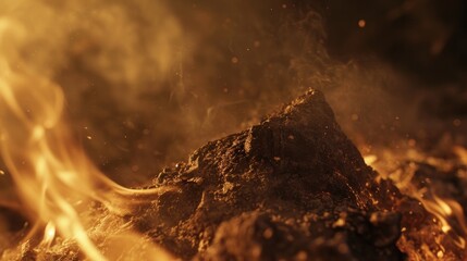 Unheatlhy, close up of a burning cigar mountain  