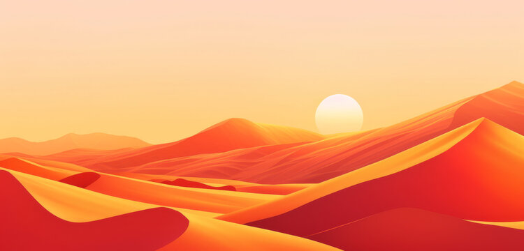 Warm red and orange waves depicting a serene desert landscape.