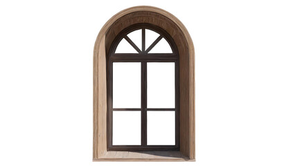 Obraz premium Wooden window isolated on transparent background.