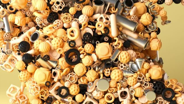 4K animation of geometric shapes in motion