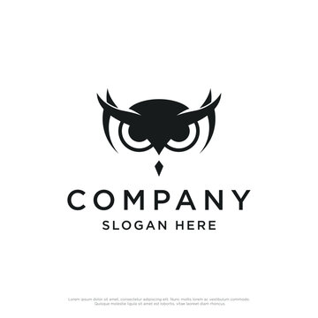 Black owl logo template design with creative idea.