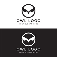 Black owl logo template design with creative idea.