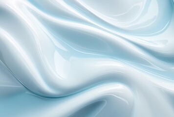 Artistic smears of creamy cosmetic texture on a blue background, creating an aesthetically pleasing visual.