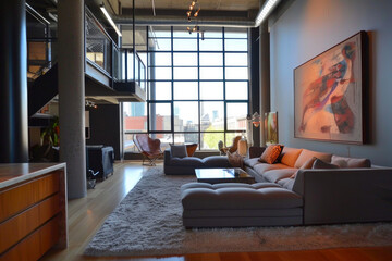 Contemporary Living Space with Expansive Loft Furniture