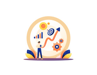 Business Development concept. supervise the growth of company projects, analyze market opportunities, make sales target projections. business manager. concept illustration design. graphic elements