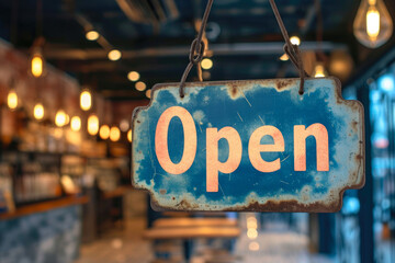 Warm Welcome: Blurred Open Signboard