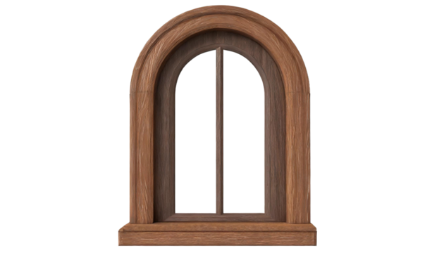 Wooden window isolated on transparent background.