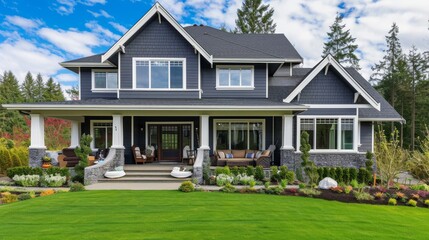 Fototapeta na wymiar New luxury home with large porch