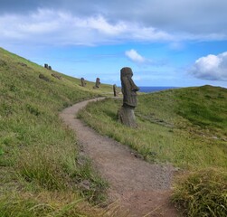 The Rano Raraku Moai are a series of monolithic volcanic stone sculptures located on Easter Island,...