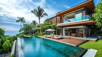 Luxury villa with private garden in tropical resort