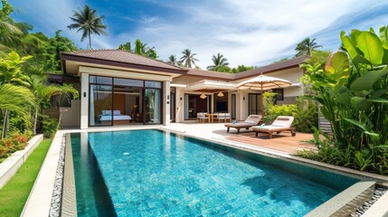 Luxury villa with private garden in tropical resort