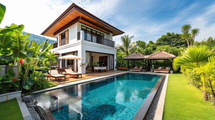 Fototapeta premium Luxury villa with private garden in tropical resort