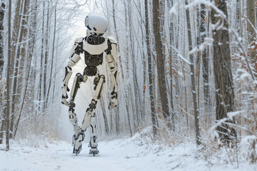 Polar Realm Explorer: Extraterrestrial Android Treading Snowy Trails