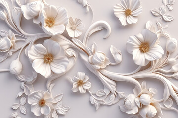 Flowers background, many white beautiful flowers background  illustration.