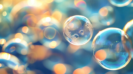 Soap bubbles abstract light illumination, abstract background