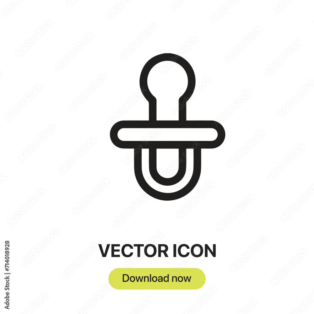 Poster Pacifier icon vector. Linear-style sign for mobile concept and web design. Pacifier symbol illustration. Pixel vector graphics - Vector.	