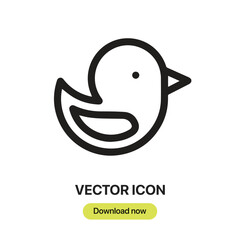 Duck icon vector. Linear-style sign for mobile concept and web design. Duck symbol illustration. Pixel vector graphics - Vector.	