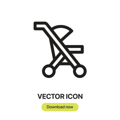 Pram icon vector. Linear-style sign for mobile concept and web design. Pram symbol illustration. Pixel vector graphics - Vector.	