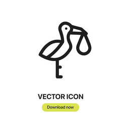 Stork icon vector. Linear-style sign for mobile concept and web design. Stork symbol illustration. Pixel vector graphics - Vector.	