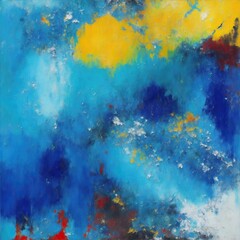 abstract rough Blue and multicolored oil brushstroke painting texture background