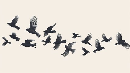 A Flock of Flying Birds. Vector - obrazy, fototapety, plakaty