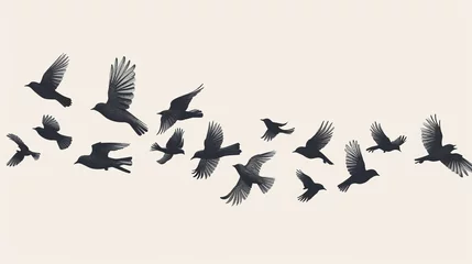 Fotobehang A Flock of Flying Birds. Vector © Orxan