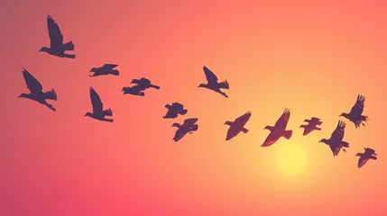  A Flock of Flying Birds. Vector © Orxan