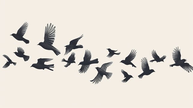 A Flock of Flying Birds. Vector