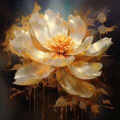 Nice painting golden flower images Generative AI