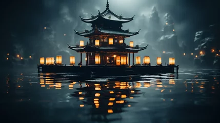  A scene of a traditional Chinese pavilion © ShAhZaIb