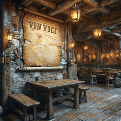 Old West Saloon with Space for Wanted Poster