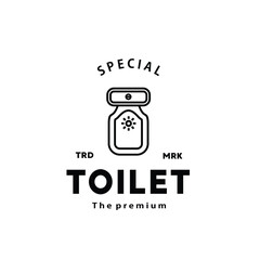 Toilet line hipster logo bowl sanitaryware vector bathroom. Bidet toilet line icon interior top view