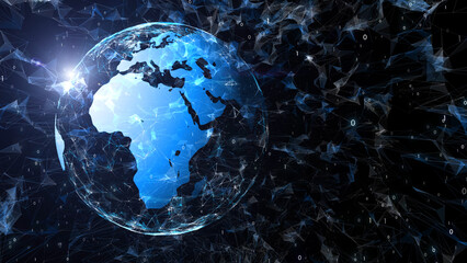 Fototapeta na wymiar Earth planet cyberspace illustration background.