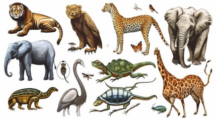 Set of various asian isolated wild animals including birds, mammals, reptiles and insects --ar 16:9 --v 6 Job ID: bef66e50-dcd8-47c5-bf49-d0ec323922fd