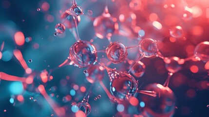 molecule or atom, Abstract structure for Science or medical background, 3d illustration, science, atom, abstract, chemistry, structure, blue, chemical, background.