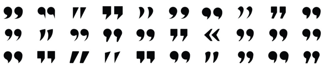 Fototapeta premium Quotation marks vector collection. Black quotes icon. Speech mark symbol.Talk bubble speech icon. Black quotes icon. Vector illustration. 
