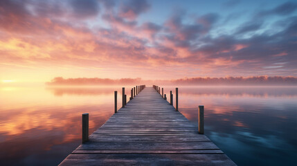 Naklejka premium sunset on the lake high definition photographic creative image