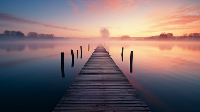sunrise over the lake high definition photographic creative image