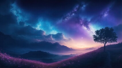 Fototapeta premium Beautiful celestial sky fantasy with bright star in the sky nature landscape
