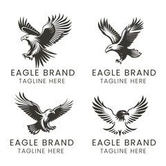 vector eagle logo design set, line art style, minimalist
