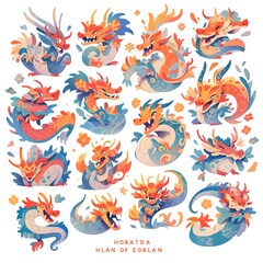 Cute dragon illustration.2024 Chinese loong new year concept. Illustrating Cultural Symbolism.  