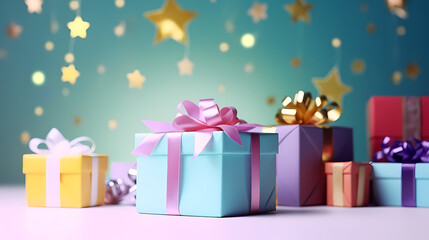 Gift background with copy space for Christmas gifts, holiday or birthday