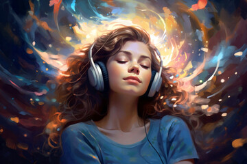 Portrait of a beautiful young woman wearing headphones20