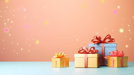 Gift background with copy space for Christmas gifts, holiday or birthday