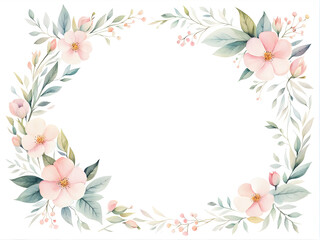 Fototapeta na wymiar mini-floral-frame-watercolor-illustration-minimalist-style-features-delicate-blossoms-encircling