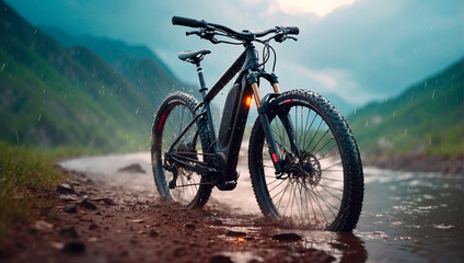 Fototapeta premium mountain bicycle on the beach
