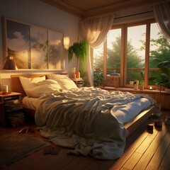 Nice some relaxing bedroom image Generative AI