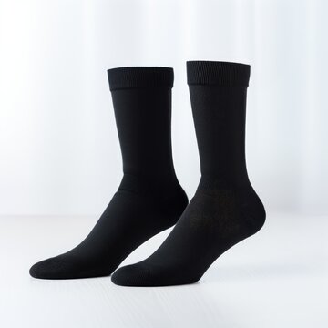 black long socks for mockup on white background.